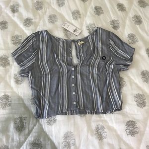 Hollister Striped Button Up Crop Top